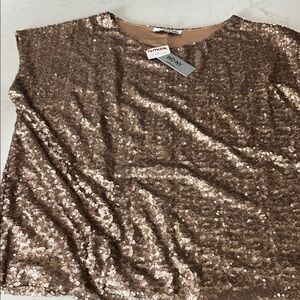 WD.NY Brown Sequin Sleeveless Blouse